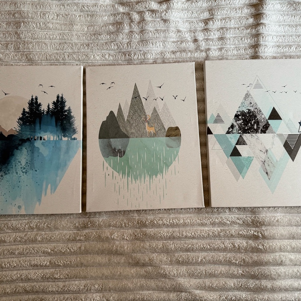 Abstract Nature Art Print Set - Set of 3